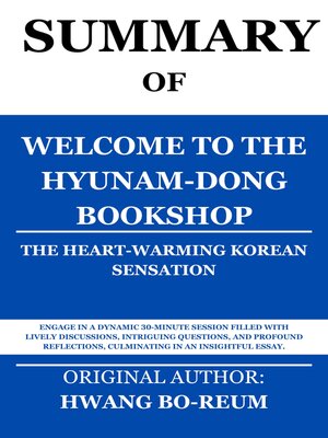 cover image of Summary of Welcome to the Hyunam-dong Bookshop by by Hwang Bo-reum
